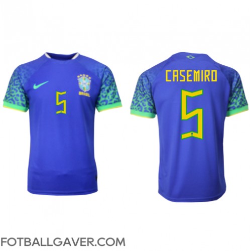 Brasil Casemiro #5 Fotballklær Bortedrakt VM 2022 Kortermet
